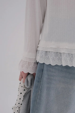 Layered Lace Long Sleeve T-Shirt