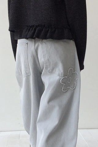 Flower Wide Chino Pants