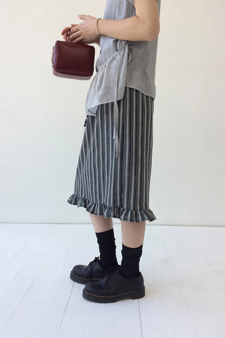 Striped border frill skirt