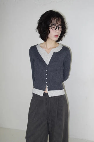 Two-tone layered style cardigan