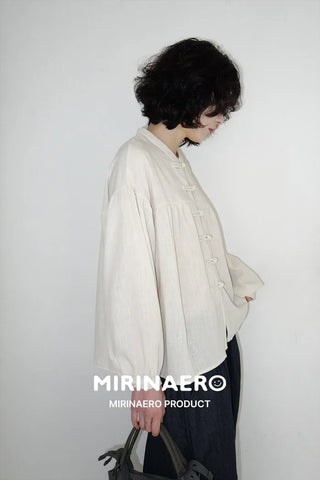 Stand-collar ethnic blouse