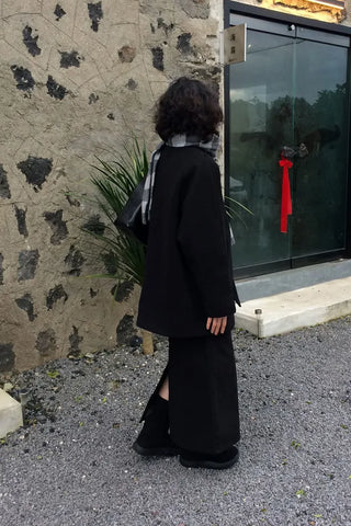 Quilted high-neck mid-length coat