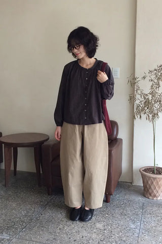 Button Shirring Blouse
