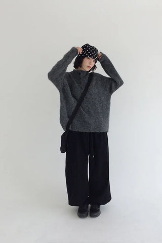 Wool half-zip stand-collar knit