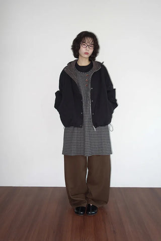 Two-tone hooded blouson
