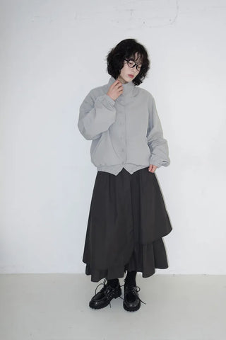 High-neck windbreaker with buttons