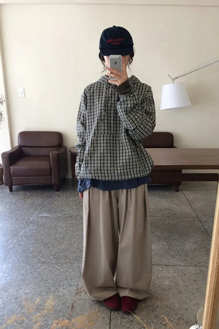 Hooded check anorak