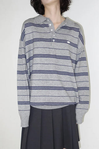 Two-tone collared knit sweater