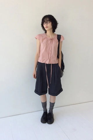 Striped Roll-Up Half Pants