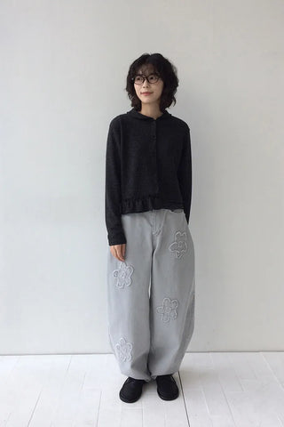 Knitted frill cardigan