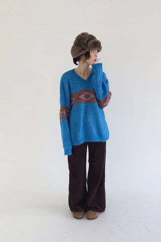 V-neck Nordic knit