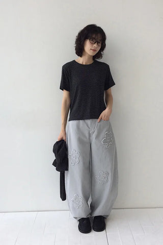 Flower Wide Chino Pants