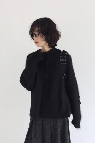 Wool half-zip stand-collar knit