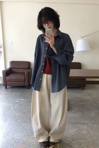 Loose-fit check shirt