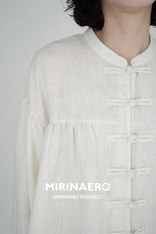 Stand-collar ethnic blouse