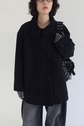Suede mid-length shearling coat
