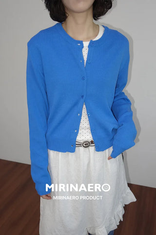Crew neck knit cardigan