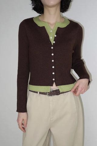 Two-tone layered style cardigan
