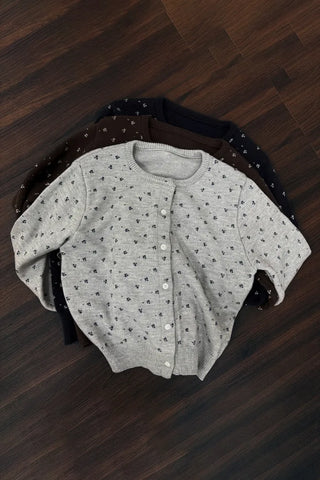 Floral print knit cardigan