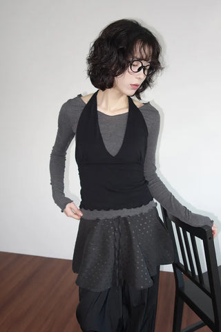 (set) Layered Halter Neck Set
