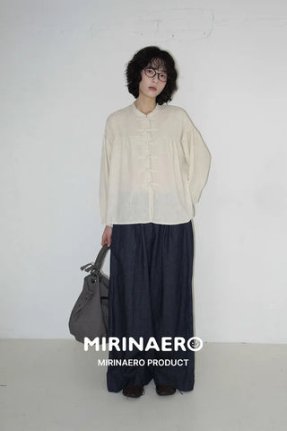 Stand-collar ethnic blouse