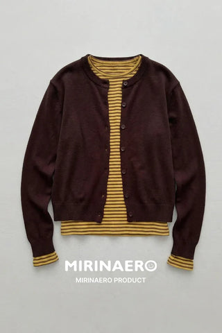 Crew neck knit cardigan
