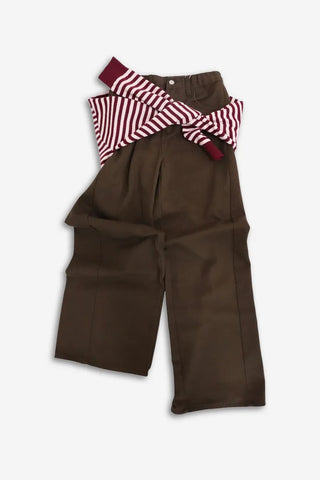 Color-block semi-wide pants