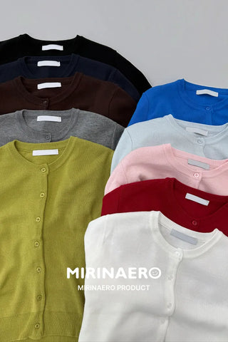 Crew neck knit cardigan