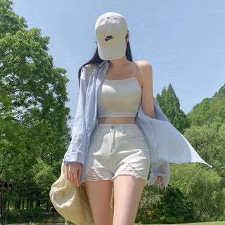 Oversized sheer puff white long-sleeved cotton shirt