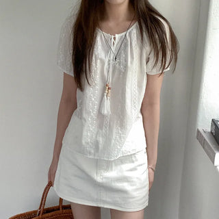 Flower stitch blouse