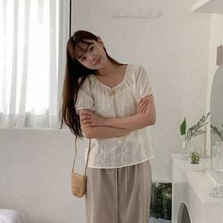 Flower stitch blouse