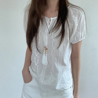 Flower stitch blouse