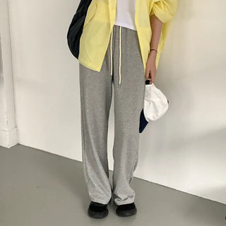 Cotton wide-leg elastic waist pants