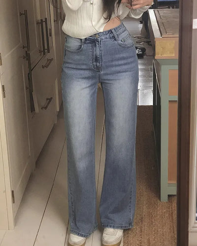 Straight denim pants