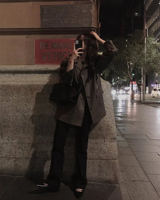 Vegan leather half trench coat