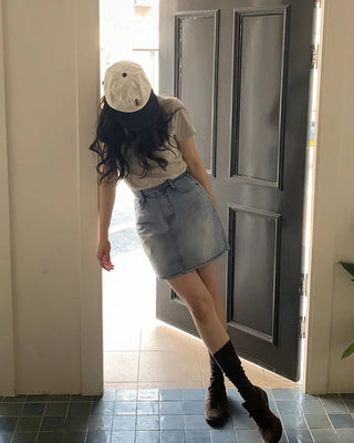 (Skort) Denim Skirt Pants - 4 sizes