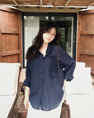 Striped Border Shirt Blouse