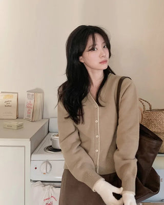 (3 colors) Back Point Argyle Cardigan