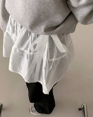 (2 colors) Ribbon Layered Wrap Skirt