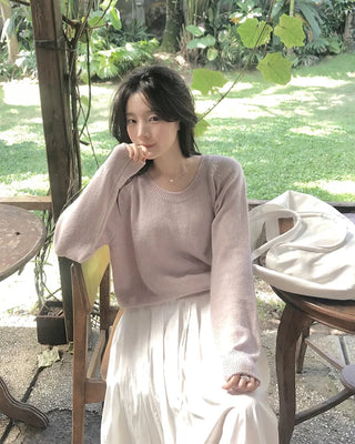 U-neck pastel knit