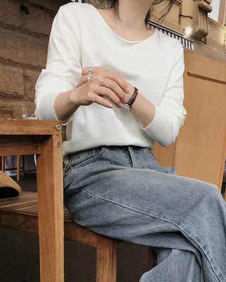 Real wide-leg denim pants