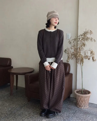 Wool round cardigan