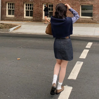 (Color transfer prevention) Raw denim skirt - 3 sizes