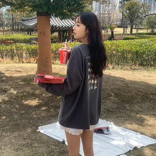 Printed oversized long-sleeved T-shirt