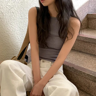 Rib Halter Layered Sleeveless