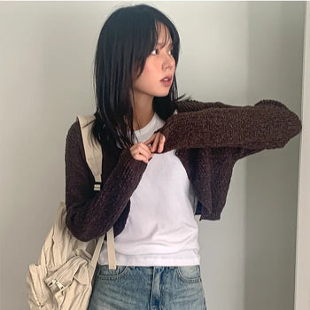 Cropped knit bolero cardigan