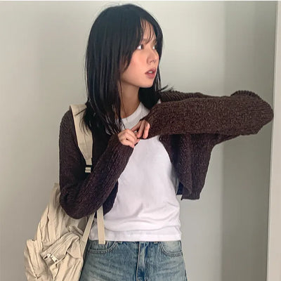Cropped knit bolero cardigan