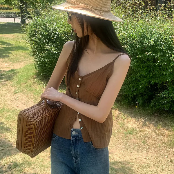 Shirred bustier camisole blouse