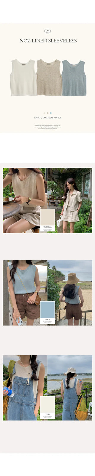 Linen sleeveless top, 3 colors