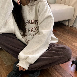 Fleece-lined elastic waist jogger pants